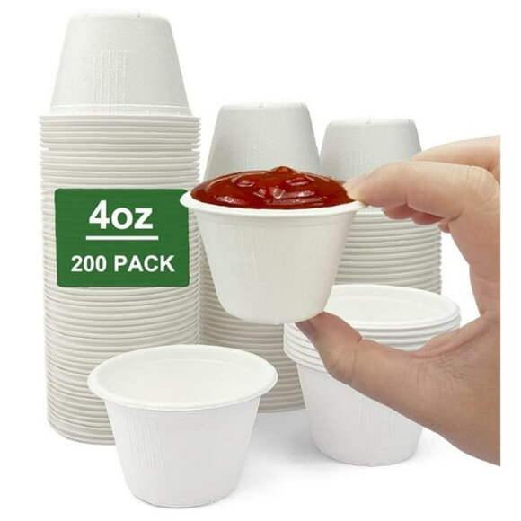 4 oz Disposable Fiber Souffle Cups 200pk, 100% Natural - NWT - Picture 1 of 3